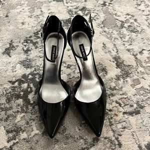 Nine West black pumps with an ankle strap
